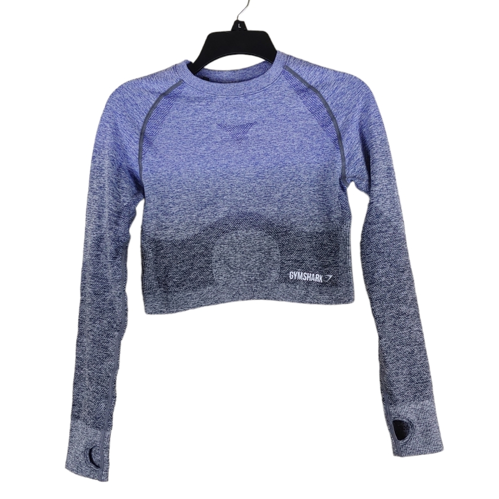 Gymshark Ombre Seamless long sleeves crop top Gray Blue size Large